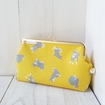 がま口ポーチ (柴犬×イエロー系）マチ付き 