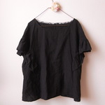 再販　LINEN フリルチュニック *ブラック*　size FREE
