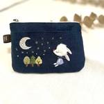 眠りうさぎちゃん＊手刺繍＊星空ミニポーチ