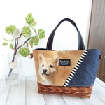 とっても可愛い ♡ リアル柴犬柄 ♡ アレンジ切替ミニトートバッグ