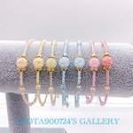 🌈　［再販7］選べる　マカロン　🌈　シングル ワイヤー ブレスレッド　クラックガラス　#minne_new