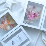 【2つセット】ピンク/オレンジ　プリザーブドフラワーの花束　フォトフレーム/写真立て/2L ご両親贈呈品、内祝いにおすすめ
