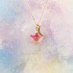 夜明け色の星と月のネックレス