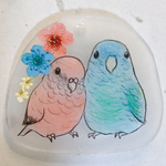 [オーダーメイド] キーホルダー  アキクサインコ&サザナミインコ