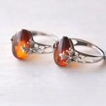 sv925 side  cross  amber  ring /antique silver 