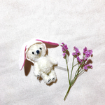 《ご予約品》新作／白うさくま／ミニチュアテディベア／【７.５cm】小さなぬいぐるみ／１点もの／エコファー生地／ミニチュアドール／うさぎ／くま