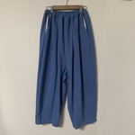 ＊SALE＊コットンリネンワッシャー【くすみブルー×ストライプ】ボールパンツ