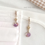 【30】マスクチャーム ドライフラワー かすみ草 紫 ピンク パープル レジン ハンドメイド mask チャーム 