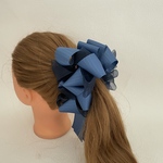 バナナクリップ　大きめ　オーガンジーリボン　ネイビー小顔効果　グログラン　オーガンジー　特大　簡単アレンジ