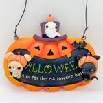 再販なし　ハロウィン かぼちゃプレート　黒猫　くま　ミニチュア　粘土細工　樹脂粘土　オバケ　季節飾り　ディスプレイ