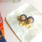 デニム 刺繍 ねじれメタル ピアス