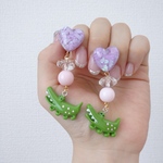 ハート✰︎パープルワニピアス/イヤリング