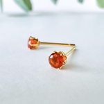 オレンジカイヤナイト×ゴールド　シンプル立爪ピアス