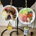ミニチュア お寿司と天ザル蕎麦のランチプレート・お茶付　ピアス