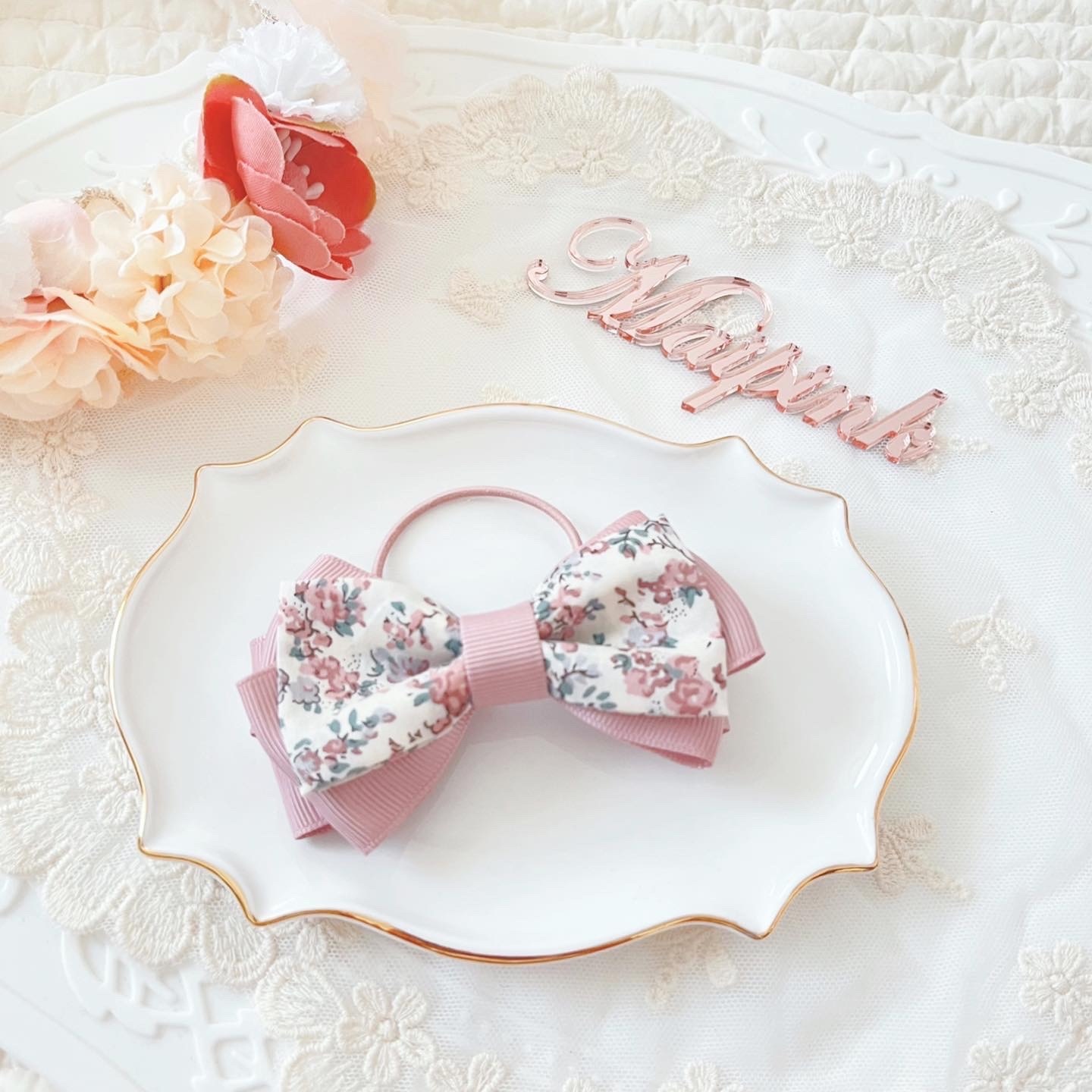 お揃いも可愛い♡リバティリボン　ヘアゴムorヘアクリップ お揃いも可愛い♡リバティリボンヘアゴムorヘアクリップ