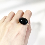 silver/gold 天然石のフリーサイズリング  オニキス 真鍮   パワーストーン   -onyx