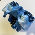 crystal®️ibbon【バンスクリップ】【リボンバンスクリップ】【リボン】【ブルー】【花柄】