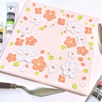 インテリアアート/立体的な絵の具/花/アクリル絵具