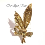 50%off以下　VINTAGE  Christian Dior パールブローチ　クリスチャンディオール　ヴィンテージ  アンティーク  アクセサリーリボン　ストーン　結婚式　ブライダル