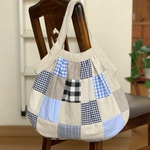 ナチュラル**グラニーバッグ＊パッチワークチェック&チェック＊sale