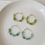 ペリドット 天然石 さざれ石 フープピアス グリーン