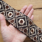 ⚠️訳あり⚠️65㎝カット済【インド刺繍リボン】シルク　刺繍　リボン　りぼん   【ブラック】