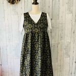 ☆sale!  大島紬反物から　菱紋に山吹色の花柄　カシュクールワンピース 着物リメイク♪