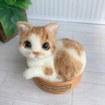 ★ ぴっちりフィットなねこ★茶トラ白  羊毛フェルト てのひらサイズ　ちび猫 