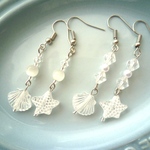 アクリルの貝殻＆ヒトデピアス(クリアx白)