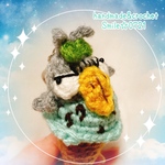 ハシビロコウさん♡チョコミントな気分アイスクリーム🌱あみぐるみキーホルダー(送料込み)(受注制作)