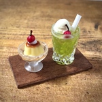 昭和の喫茶店♪クリームソーダとプリンのミニチュアセット
