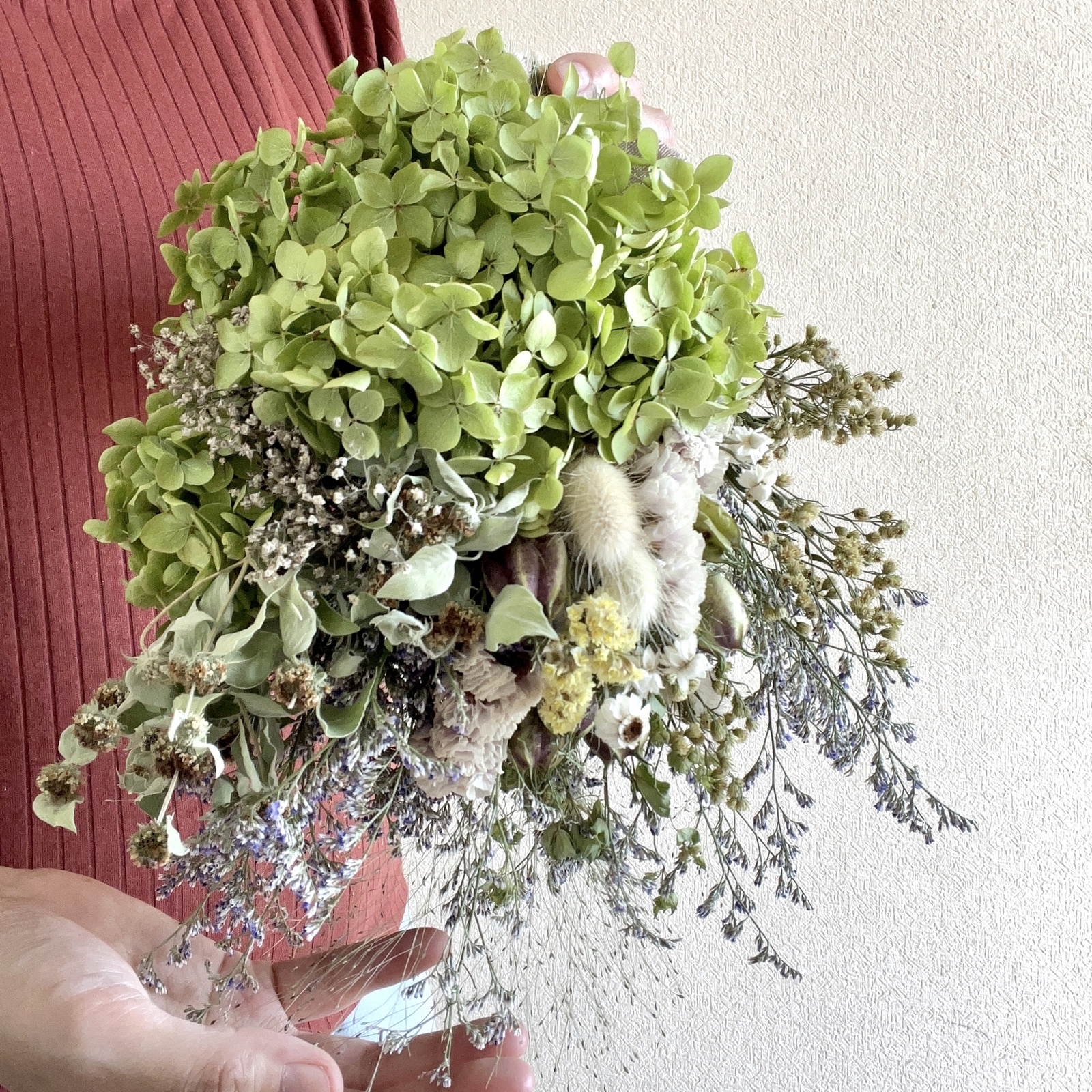 アナベル紫陽花　リース　スワッグ 不意打ちの出会い＞紫陽花アナベル・ネべリア・フィリカの
