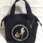デニムワイヤーバック刺繍　ロラライハリス