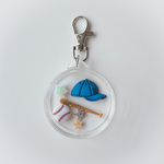 イニシャル shaka shaka key charm BLUE team(野球 ベースボール 野球ボール バット ヘルメット 星）