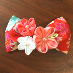 リボンとお花畑☆つまみ細工（赤）