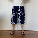 浴衣リメイク　パッチワークハーフパンツ　　Lサイズ