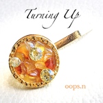 Turning Up.101 カーネリアン 7月誕生石 オレンジ 紅玉髄 プチ ポニーフック 天然石 ヘアゴム