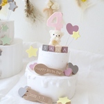 aya様　専用　オリジナル2段クレイケーキ☆1歳誕生日ケーキ　誕生日ケーキ　記念日　自宅撮影　1歳以外でも承ってます♪