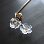 音の透明なお花のかんざし　鈴　和装髪飾り　簪　ヘアアクセサリー  