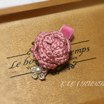 バラと小花のヘアクリップ（ピンク）