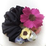【１点もの】 大輪の華🥀 立体刺繍&シフォンシュシュ