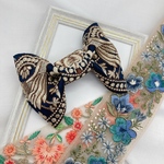 【アリーシャ】インド刺繍リボンのヘアアクセサリー☆カラー:バード×ネイビー