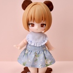 Pocketkumakoサイズ●ワンピース＋インナーセット（ブルー 花柄）