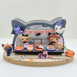 受注制作☆魔女くまハロウィンSHOP　ミニチュア　粘土細工　樹脂粘土　ドールハウス　こねこねくらぶ　黒猫　季節飾り　ディスプレイ