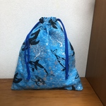 大きめ巾着　お着替え袋にも　海の生き物　お魚柄　シャチ