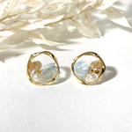 天然石とパールのシェルリング｜フローライト｜ノンホールピアス イヤリング ピアス