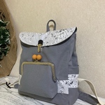 がま口付きリュック(グレー✖️花柄)