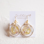 ゆらゆらリング×淡水パール×お花のピアス、イヤリング
