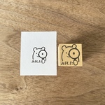 ●リニューアル●【くまと虫めがね】みましたはんこ　2㎝角ラバースタンプ　035