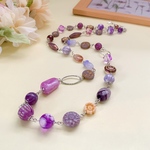 チェコビーズのロングネックレス　アメジスト色
